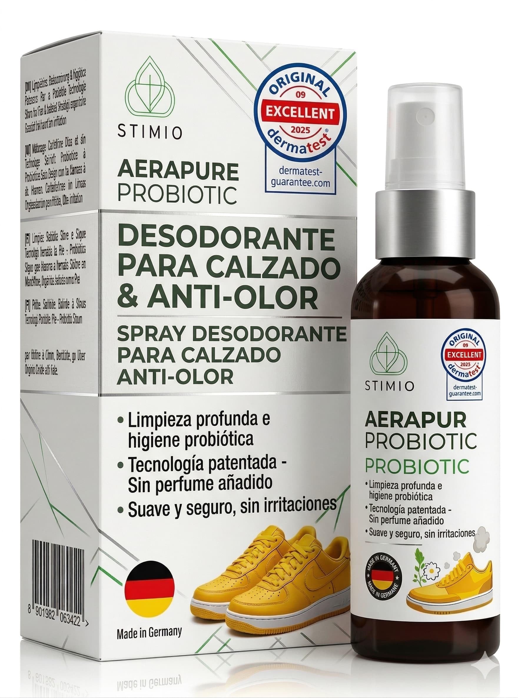 ¡Adiós al mal olor de pies! Spray desodorante probiótico y enzimático contra el sudor – Elimina olores con microorganismos activos – Natural, ecológico y sin perfumes sintéticos