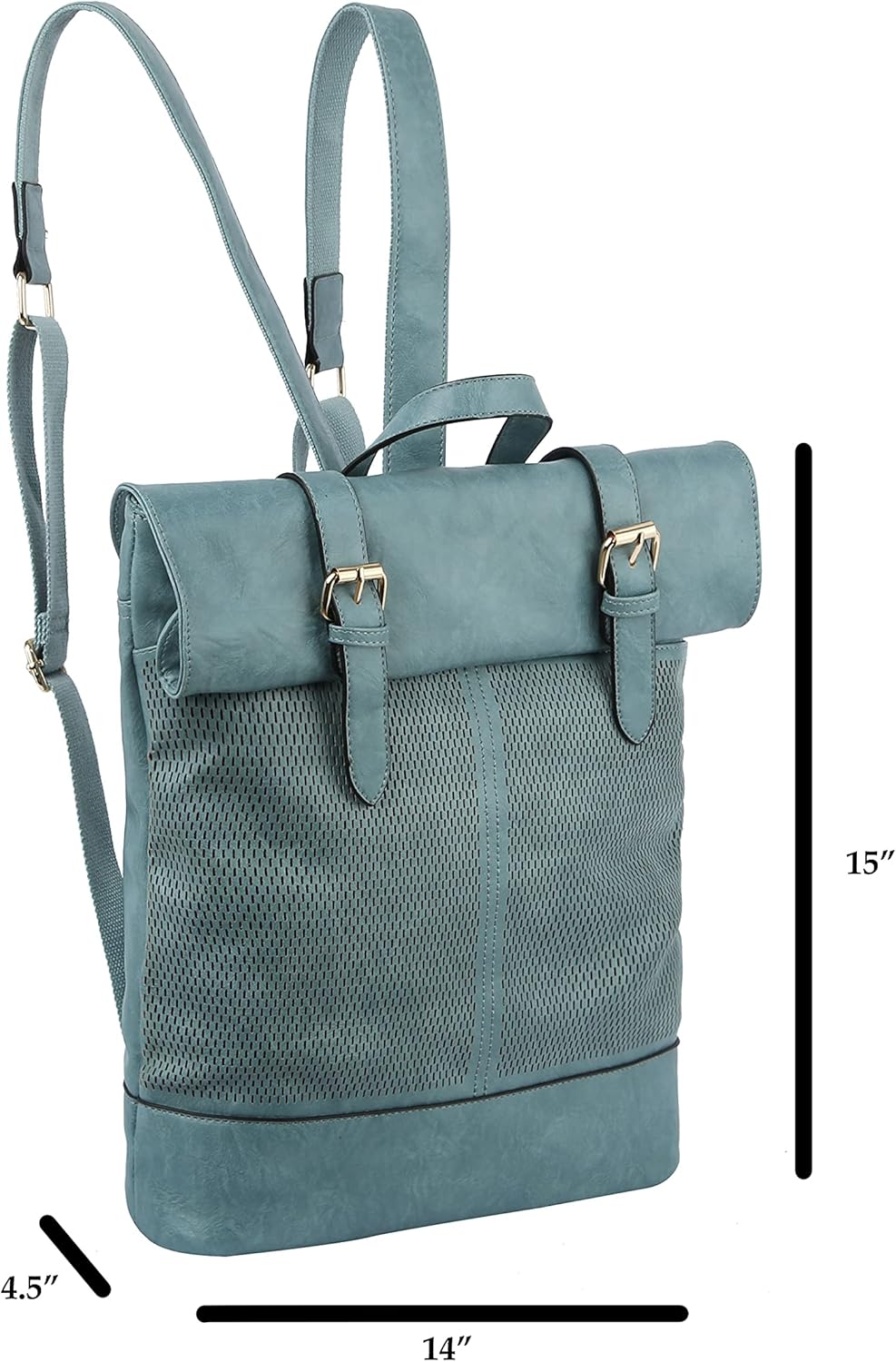 Handbag Republic Fashion Laser Cut Roll up Daily School Casual Travel Backpack (Light Grey)