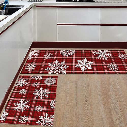 Miniatura 96 de Alfombras de cocina de Navidad absorbentes antideslizantes para piso, árbol de Navidad, muñeco de nieve y copo de nieve, alfombras y tapetes