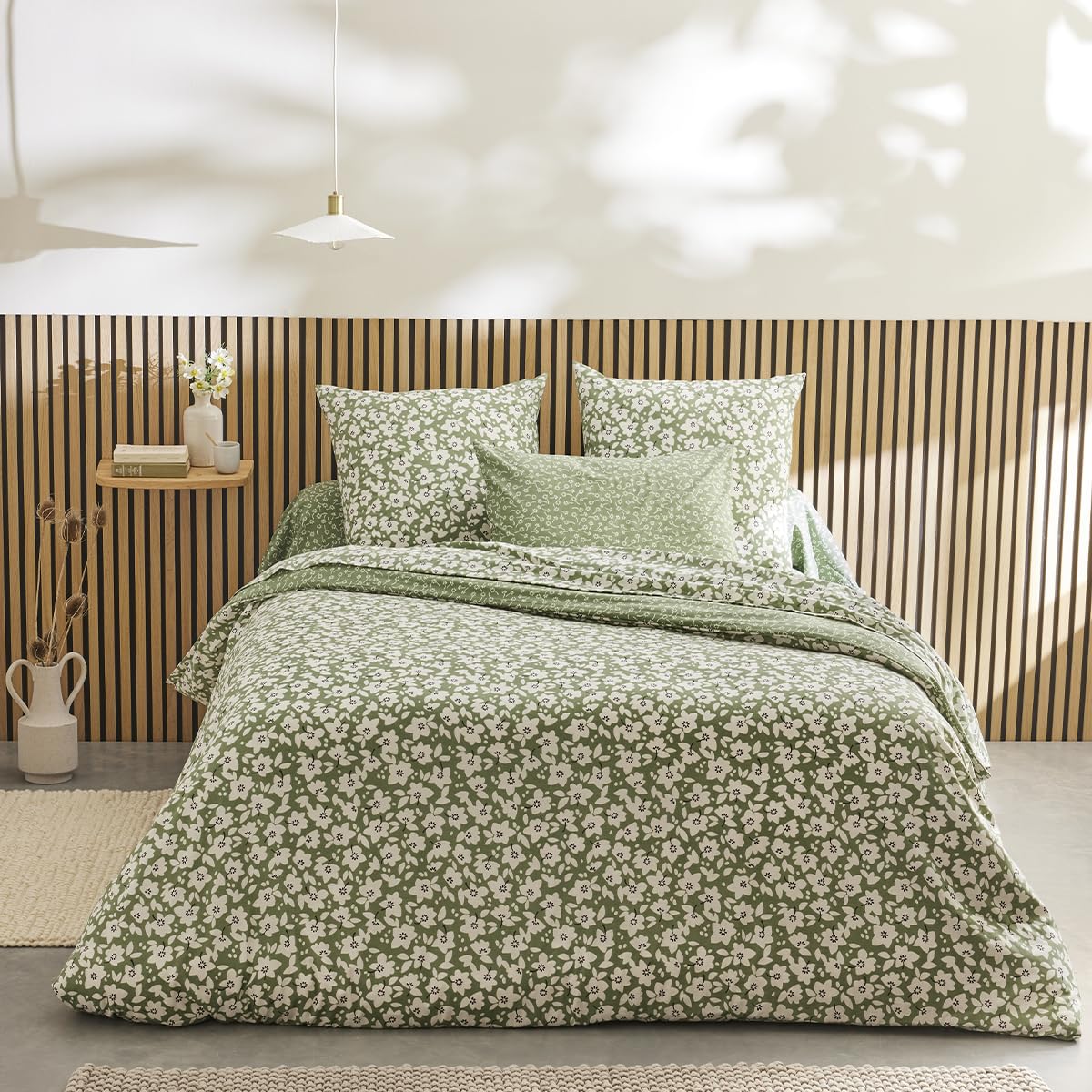 Printed Lyocell Duvet Cover, Emma, 240 x 220 cm, Origin, Khaki Green