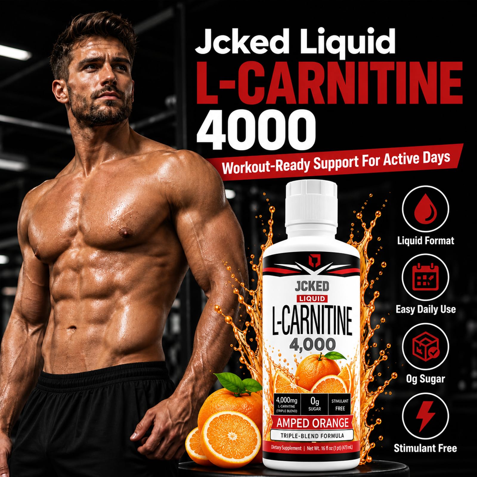 jcked l carnitine liquid L-Carnitine 4000 Amped Orange, L-Carnitine Vitamin Supplements 473ML 16 FL OZ : Health & Household Laboratory Research