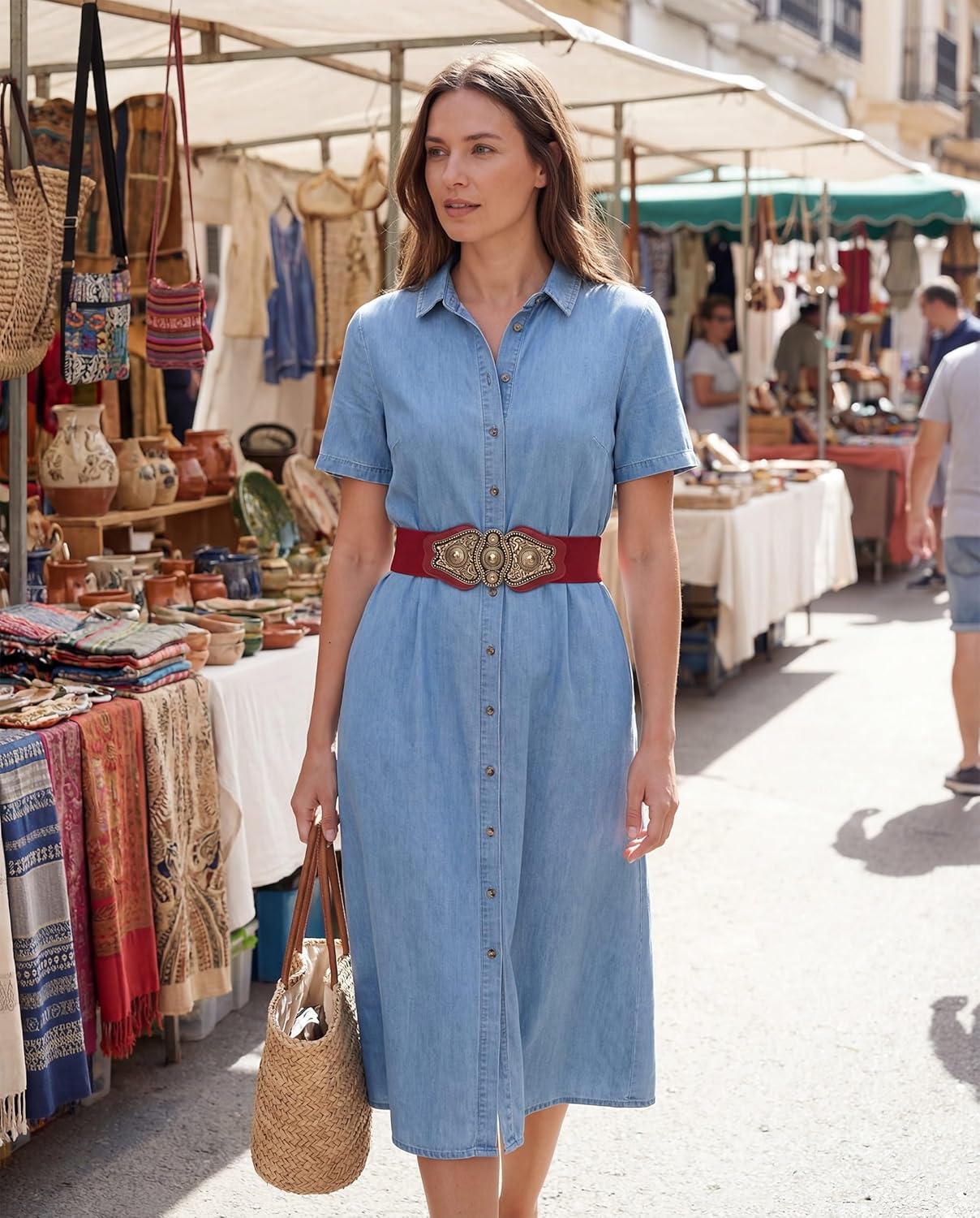 BlackButterfly Wide Elastic Stretch Vintage Antique Retro Buckle Belt - Image 9