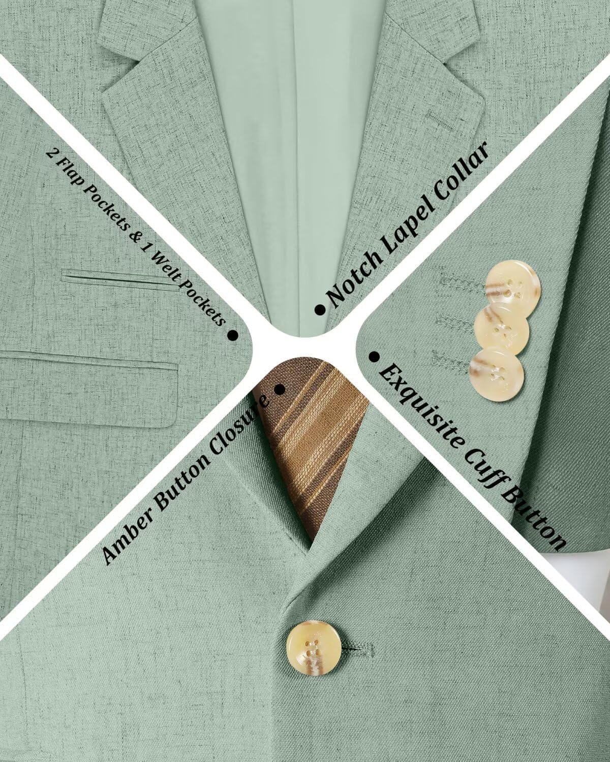 Bofan Linen Suit Jackets for Boy Summer Boys Linen Blazer Slim Fit Light Green Ring Bearer Outfit Summer Wedding Beach Blazers Jackets Size 8