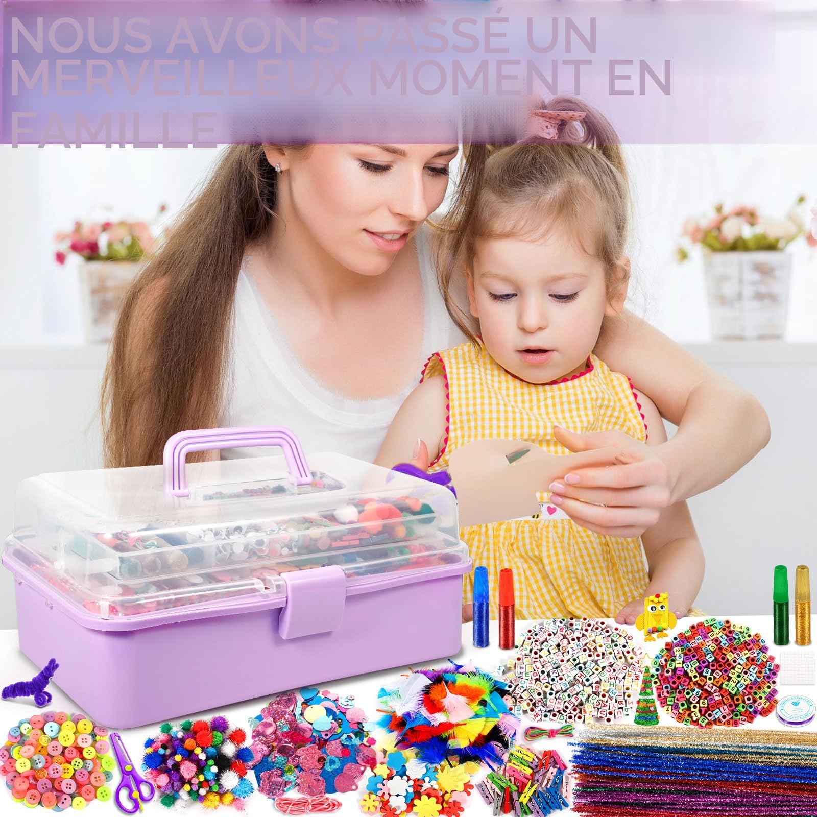 Purpledi 3300+ Pièces Kit Bricolage Enfants, DIY Activité Manuelle Enfant Feutrine Loisir Creatif, DIY Activité Manuelle Loisir Creatif, Artistiques Cadeau Garçon et Fille ge 3 4 5 6 7 Ans