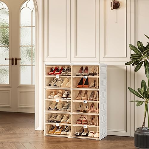 Miniatura 2 de ANTBOX Organizador portátil de estante para zapatos para entrada de clóset, gabinete de zapatos para zapatillas de deporte apilable con puerta