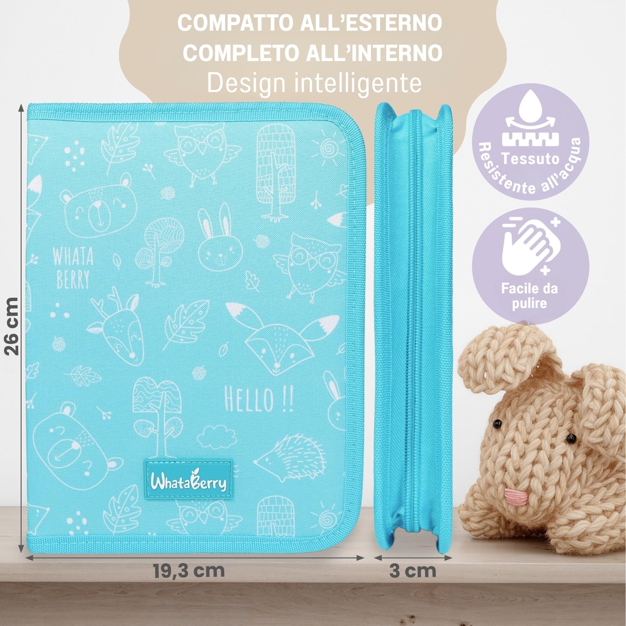 Porta documenti gravidanza e neonato – Porta libretto sanitario pediatrico, organizzazione rapida dei documenti essenziali per famiglia e viaggio – 16 scomparti, portatile – Blu Turchese 26×19×3cm