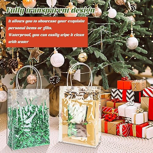 Miniatura 7 de BadenBach 24 bolsas de regalo transparentes con asa, 10.6 x 7.5 x 3.5 pulgadas, bolsas de plástico transparente reutilizables para regalo de fiesta,
