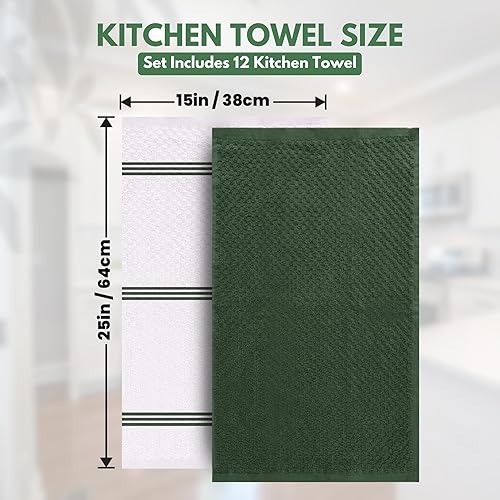 Miniatura 5 de Infinitee Xclusives Toallas de cocina de alta calidad, color verde, 100% algodón, 15 x 25 pulgadas, paños de cocina para cocina