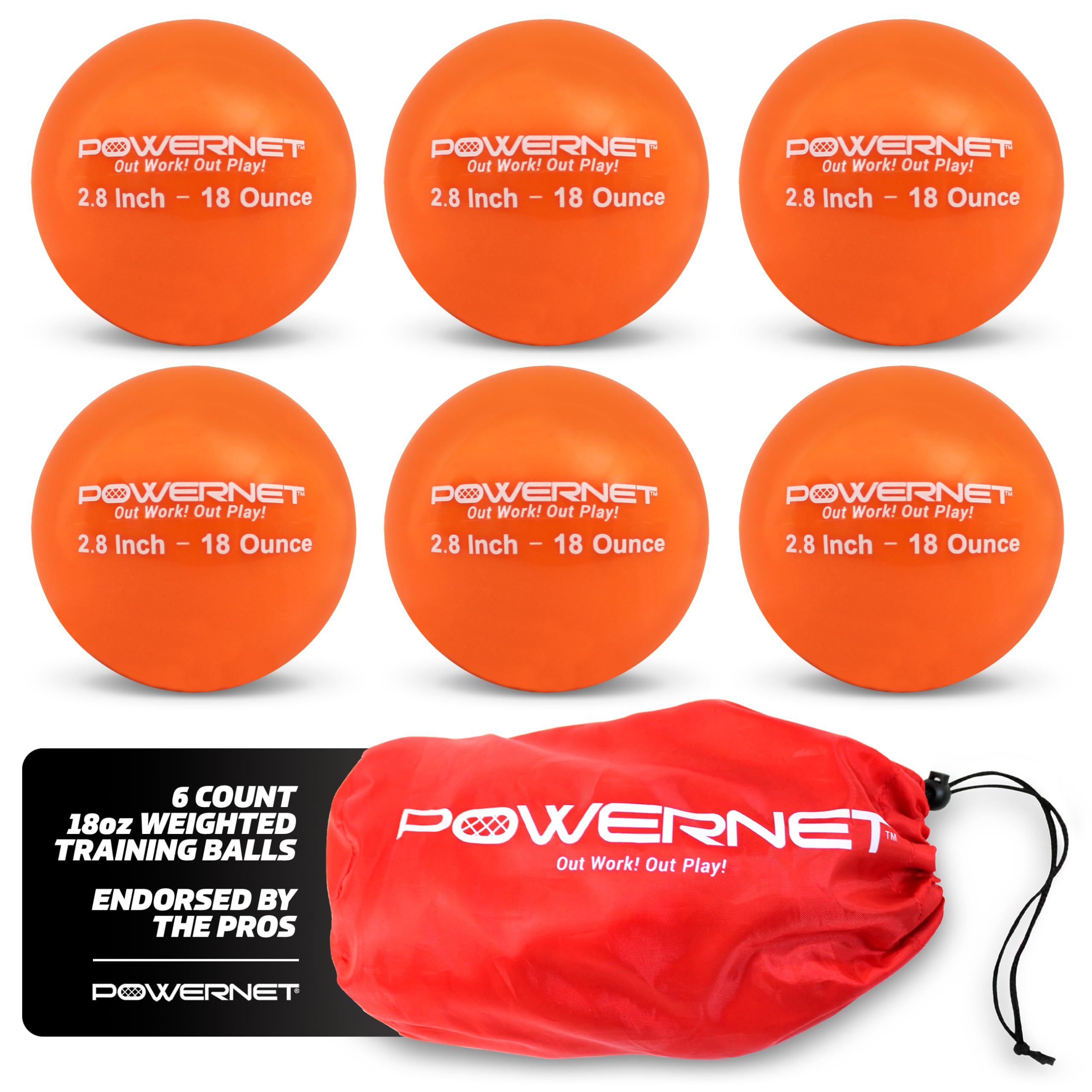 PowerNet 7 cm obciążone piłki treningowe do uderzania (6 szt.), wybierz wagę od 12 do 567 g, buduj siłę i mięśnie, popraw technikę i formę, rozmiar baseballu, popraw koordynację ręka-oko