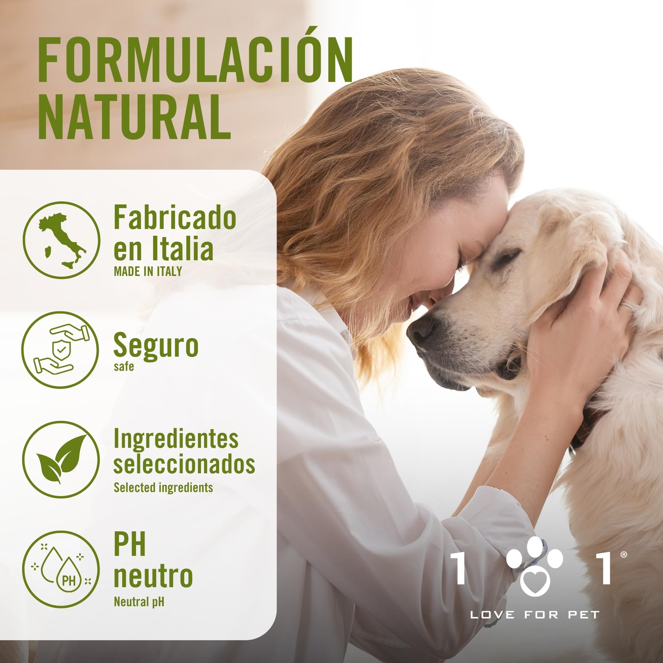 Champú Antiparasitario Perros y Gatos 250ml, Champú Aceite de Neem, Repelente Garrapatas Perros, Antigarrapatas, con Extractos de Clavo y Geranio, Champú Perro Linea 101 Made in Italy