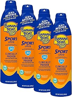 Banana Boat Sport Ultra SPF 30 Sunscreen Spray, 9.5oz | Banana Boat Sunscreen Spray SPF 30, Oxybenzone Free Sunscreen, Spray On Sunscreen, Water Resistant Sunscreen, Family Size Sunscreen, 9.5oz