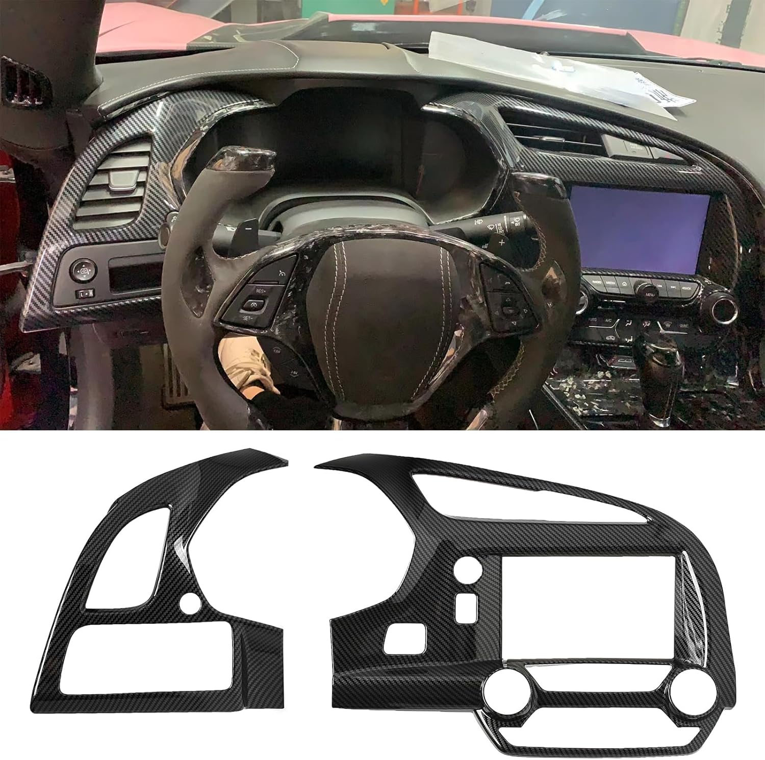 for C7 Corvette Carbon Fiber Central Control Air Outlet Cover Trim Accessories for 2014-2019 Chevrolet Corvette C7