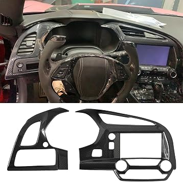 for C7 Corvette Carbon Fiber Center Console Trim Accessories 2014-2019 | 3M Tape Easy to install Interior for C7 Stingray Z51 Grand Sport Z06 ZR1