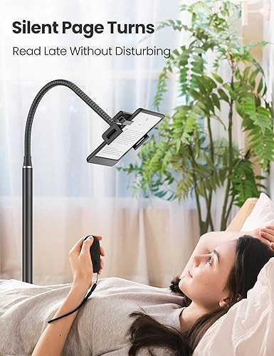 Miniatura 3 de Soporte para Kindle con girador de páginas remoto para leer en la cama, soporte para tableta con cuello de cisne ajustable, compatible con