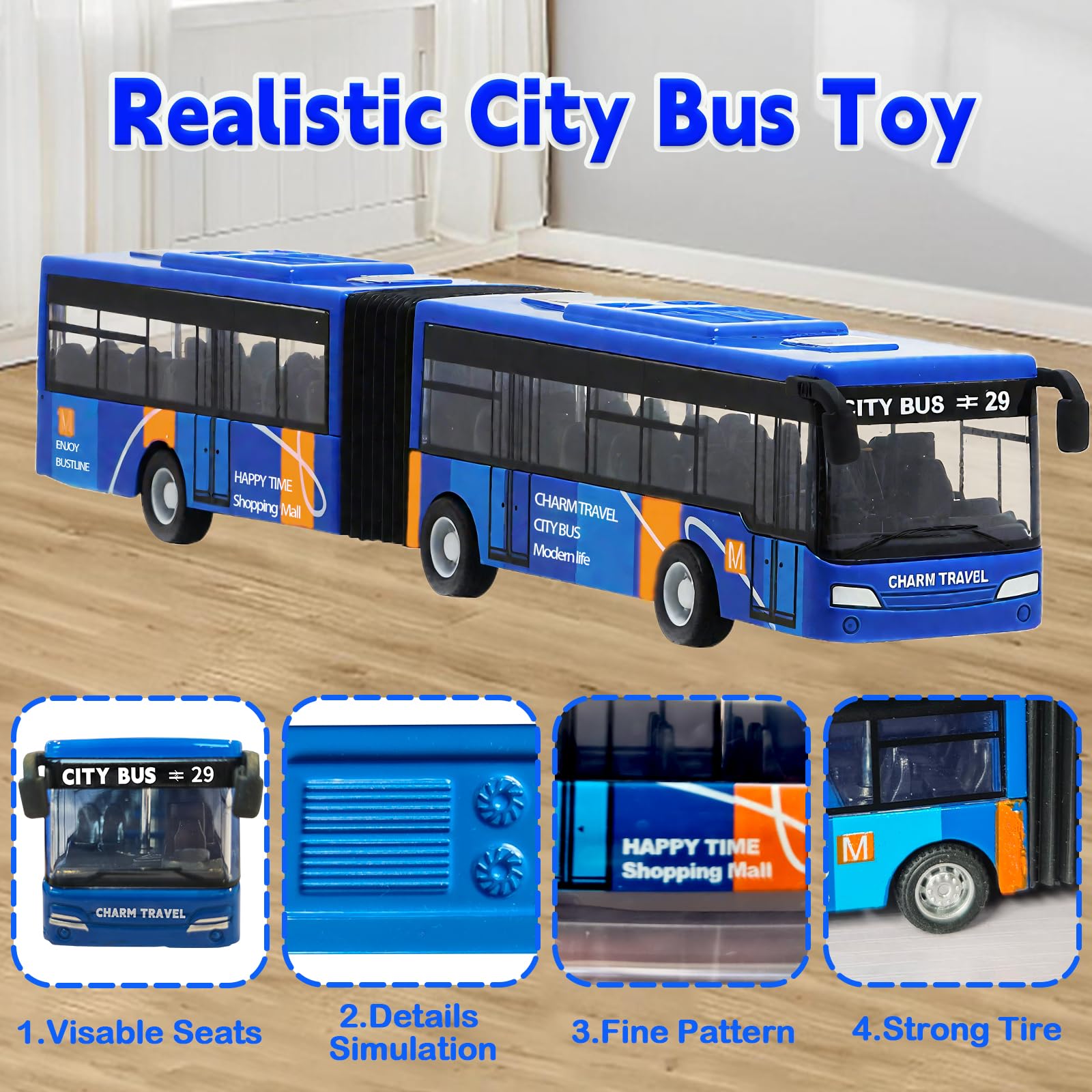 Juguete de autobús urbano para niños, escala 1:64, vehículos de metal fundido a presión, juguetes de modelo, regalo educativo, paquete de 3, autos de fricción para niños y niñas a partir de 3 4