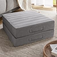 Codi 22 Inch High Density Foam Floor Pillows 2-Pack - 5" Thick Meditation Cushions for Adults, Washable Tufted Covers, Grey Yoga Seating