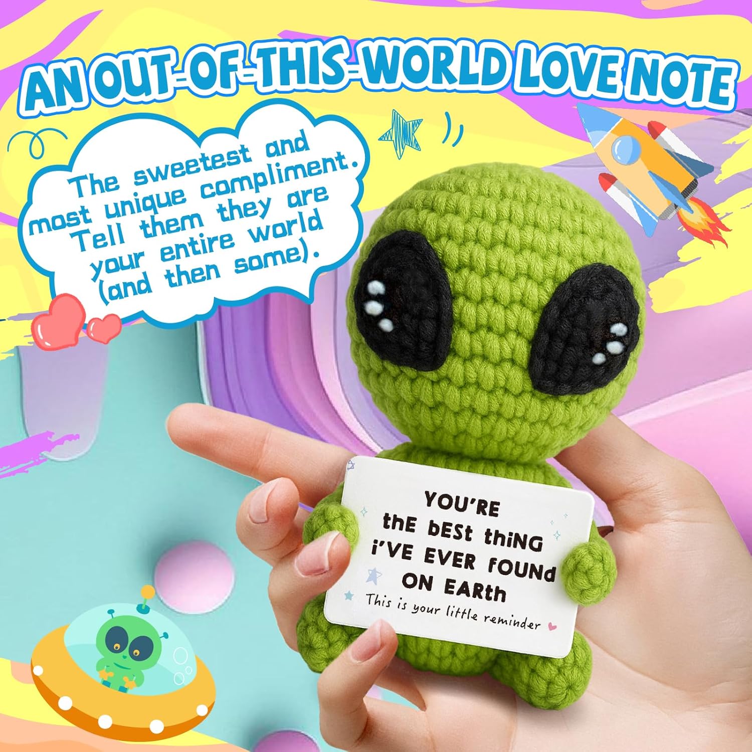 Unique Valentines Gifts for Him Her Boyfriend Girlfriend Crochet Alien Valentines Day Anniversary Birthday Funny Romantic Gifts to My Love Men Women - Image 2