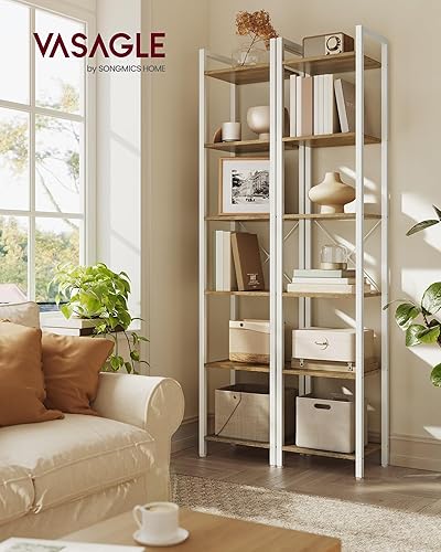 Miniatura 54 de VASAGLE Estantería de 6 niveles, estantería con marco de acero, estante para libros para sala de estar, oficina en casa, estudio, 11.8 x 15.7 x 73.2