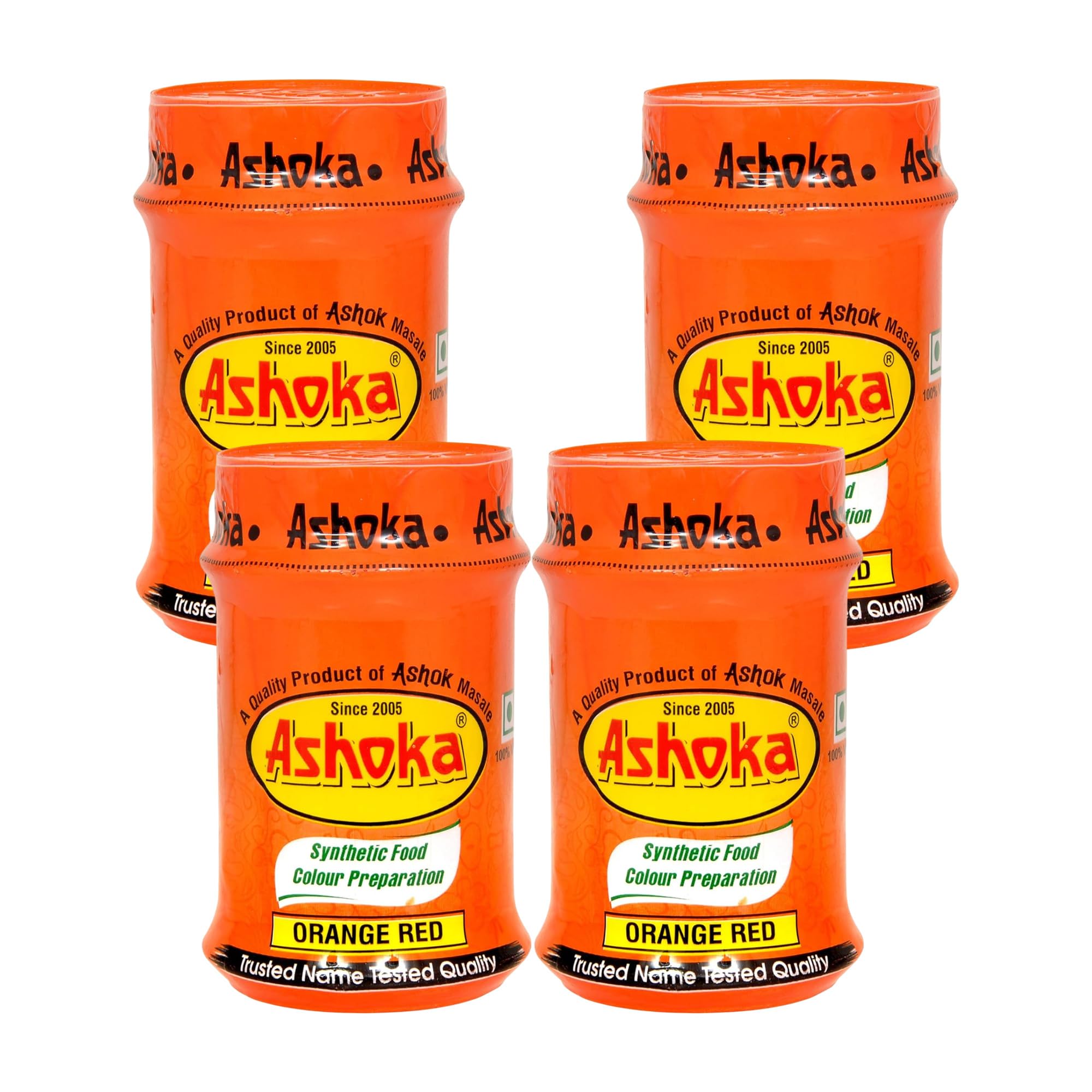 ASHOKA Red Food Colour Powder - Natural Extract for Cake, Biryani, Sweets, Desserts, Ice Cream, Beverages & Baking - Vibrant Edible Colorant - 80g Each (Pack of 4)