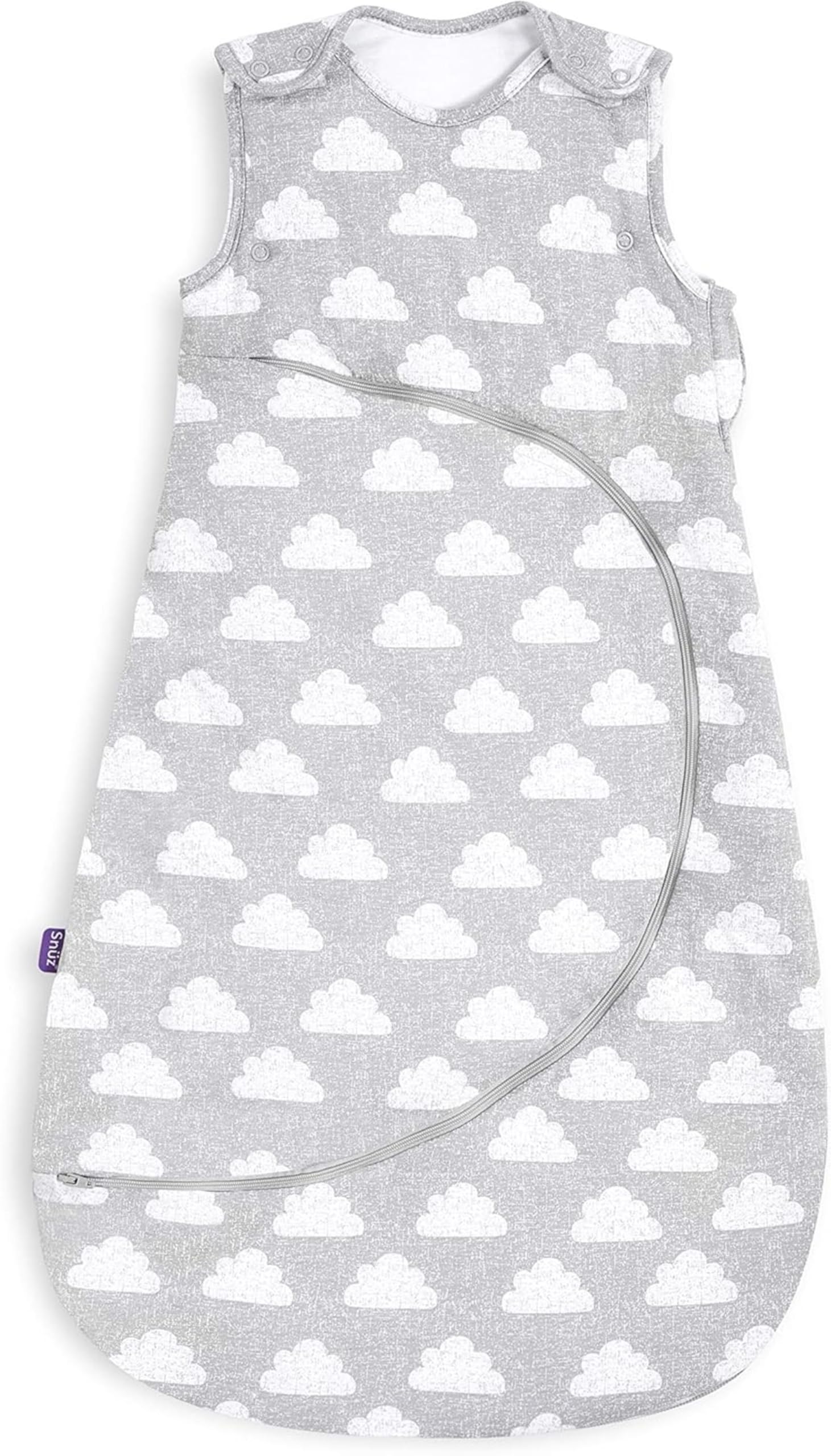 Snuz Baby Sleeping Bag with Nappy Zip - For Easy Nappy Changes, Super Soft Cotton Sleeping Bags with Easy Fit Poppers, Meets British Safety Standard, Cloud Nine, 2.5 Tog 0-6M