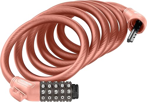 Miniatura 3 de Retrospec Grizzly Plus - Candado de combinación para bicicleta, resistente antirrobo con combo personalizado de 5 dígitos, cable resistente a cortes