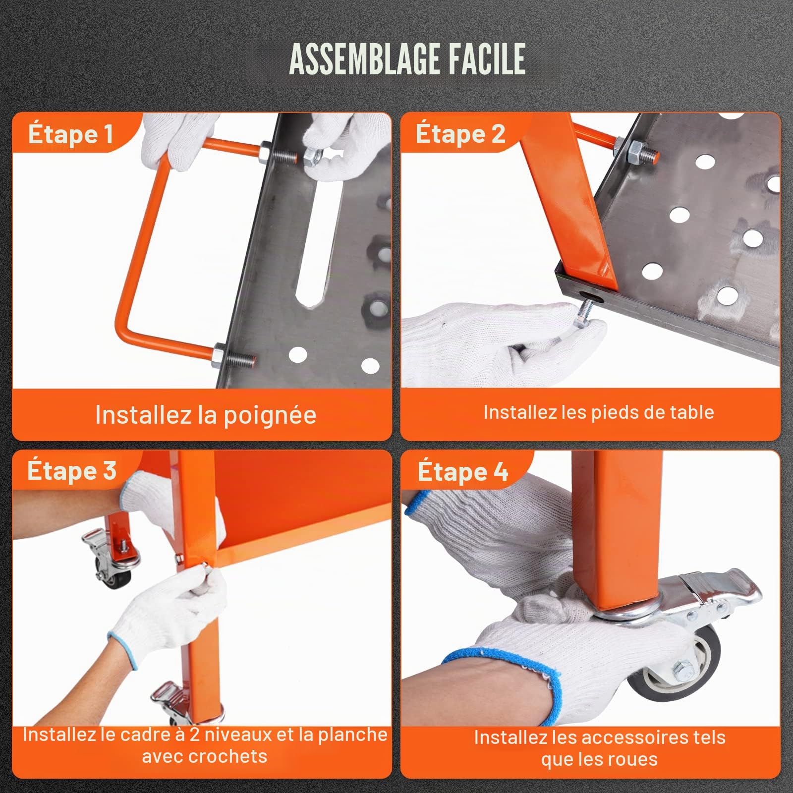 VEVOR Table de Soudure 91,4 x 45,7 cm Établi de Soudage Charge 544 kg Établi Travail Acier sur roulettes à Frein 2 Niveaux 4 Fentes d'Outils Trous de Fixation 1,6 cm pour Réparation Soudage Bricolage
