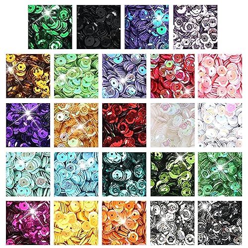 24 Couleurs Jeu de Paillettes Colorées,Environ 21600 Paillettes,Sequins Loisirs Créatifs