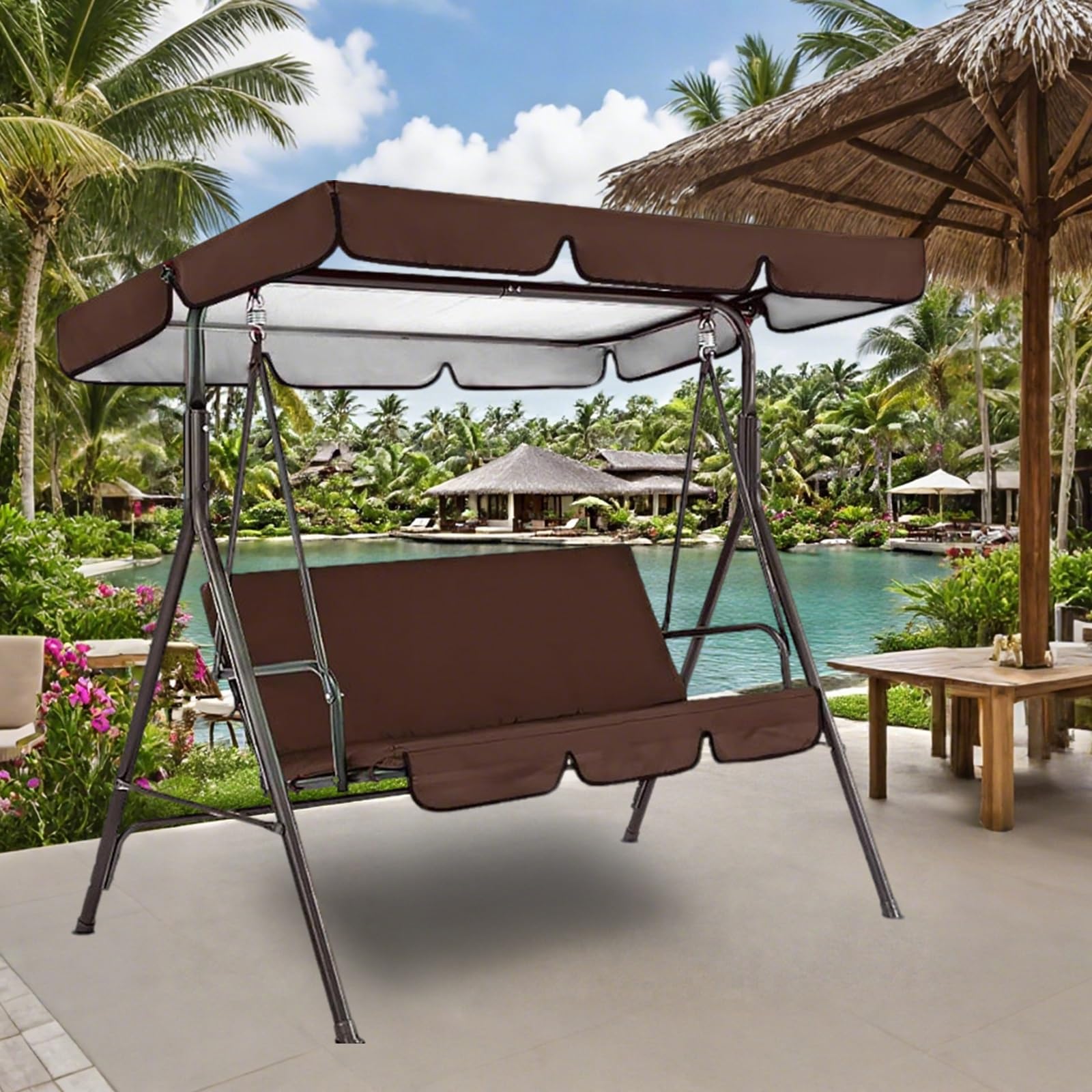 Wasserdichter Ersatzbezug für Terrassenschaukel, 2/3-Sitzschutz, 210D-Oxford-Stoff, Sonnenschutz für Schaukel im Freien (grün, 165,1 x 114,3 x 15 cm)