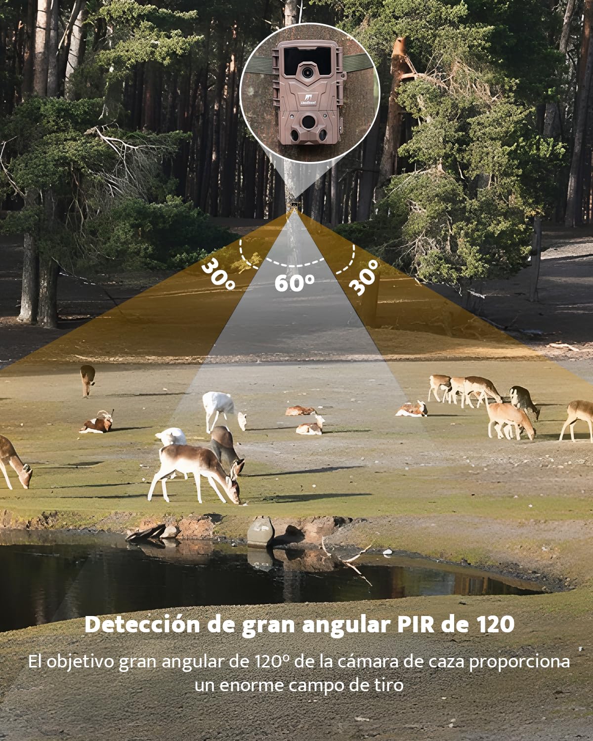 usogood Cámara Fototrampeo 4K 48MP, Cámara de Caza con Visión Nocturna Infrarroja, Trampa Fotográfica Impermeable IP66 con 8 Pilas y Tarjeta de Memoria 32GB para Monitoreo de Animales y Seguridad
