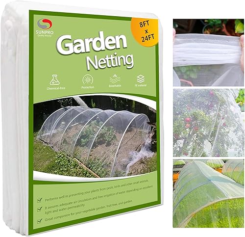 Red de jardín barrera contra plagas, cubiertas para plantas de 8 x 24 pies, mosquitera de malla para pájaros para protección del jardín, red para