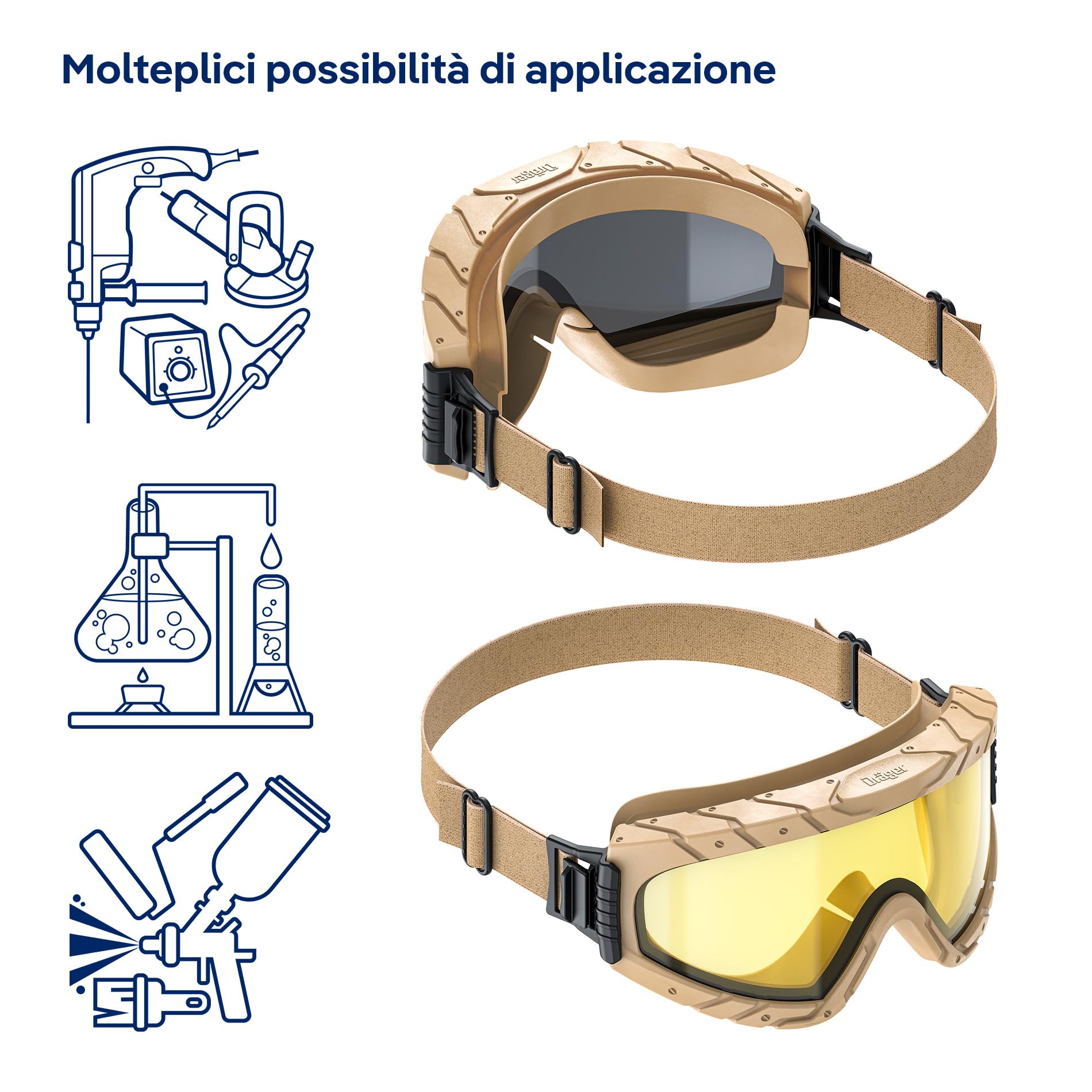 Dräger Occhiali protettivi X-pect 4800 & 4900 | Occhiali di sicurezza leggeri e trasparenti| antigraffio, antivento e antiappannamento | adatti per portatori di occhiali
