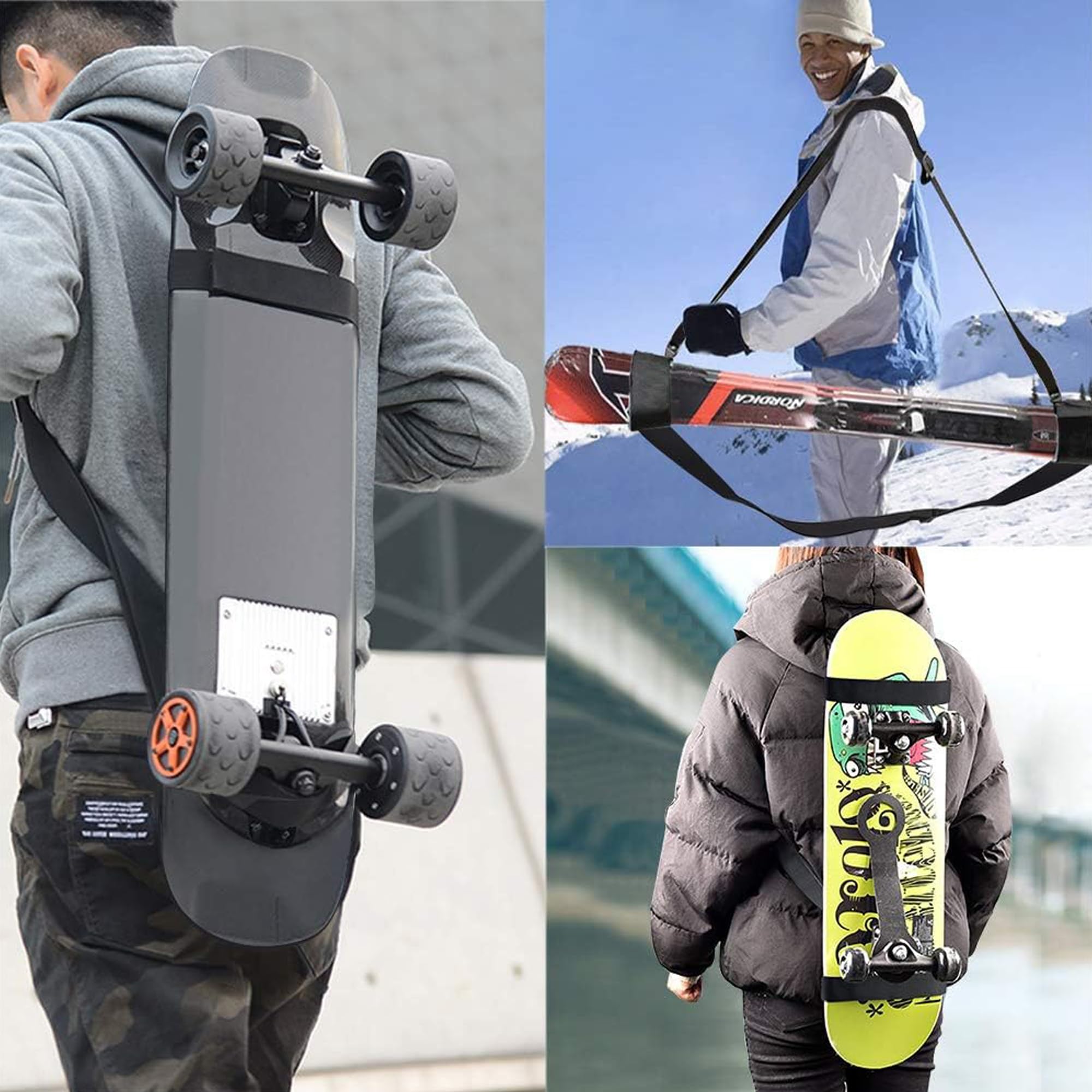Sac à Dos pour Skateboard Réglable Étanche 79-138 cm Longboard Porte-épaule Universel