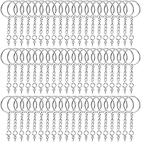 Audab 360Pcs Keychain Bulk Kit: 120 Rings with Chains, Open Jump Rings & Screw Eye Pins for Crafts & Jewelry Making