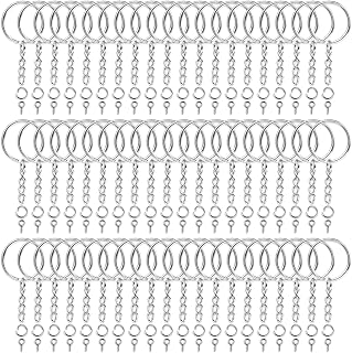 Audab 360Pcs Keychain Bulk Kit: 120 Rings with Chains, Open Jump Rings & Screw Eye Pins for Crafts & Jewelry Making