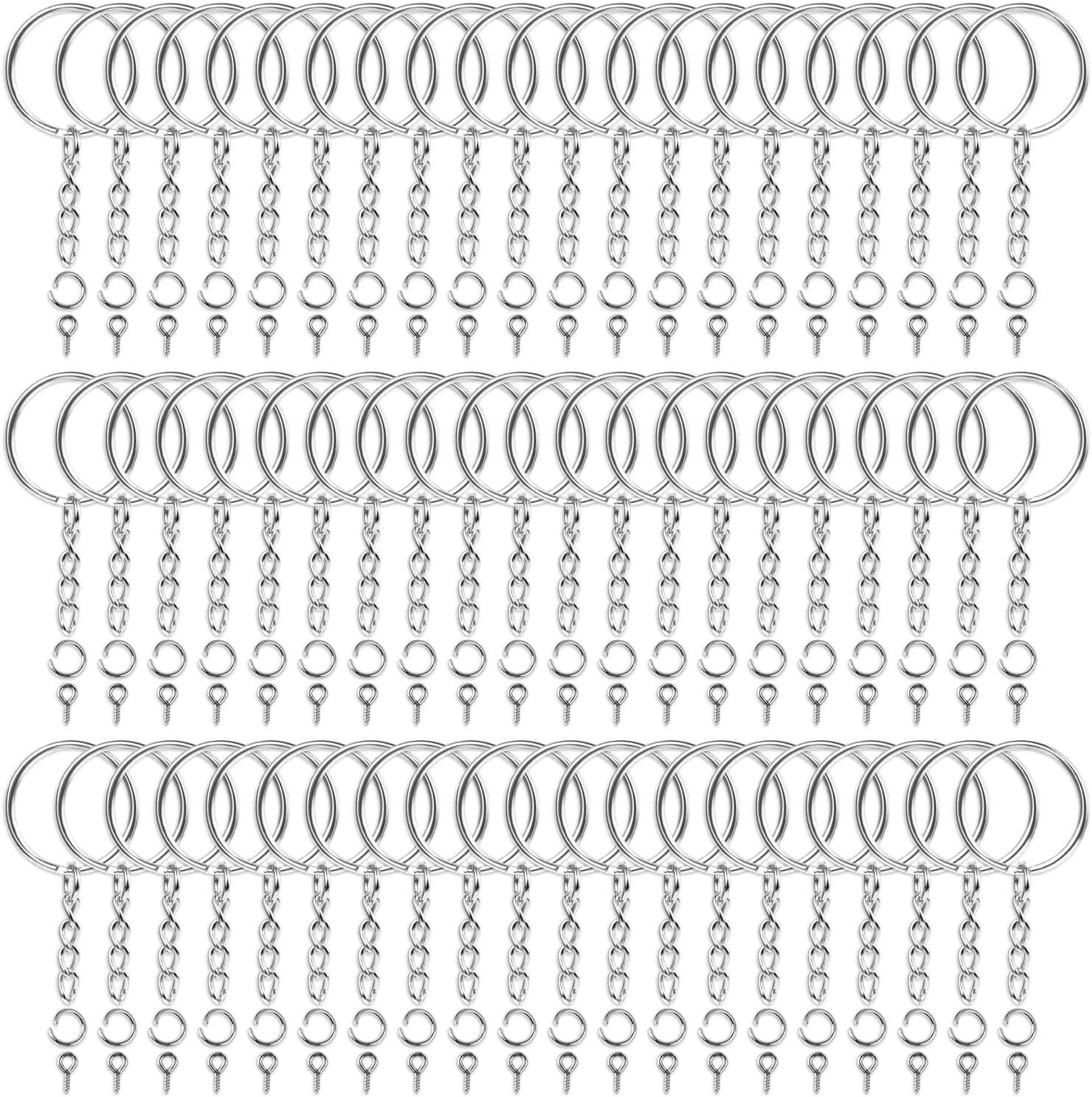 Audab 360Pcs Keychain Bulk, 120Pcs Keychain Rings with Chain and Open Jump Ring with Screw Eye Pins for Crafts and Jewelry Making