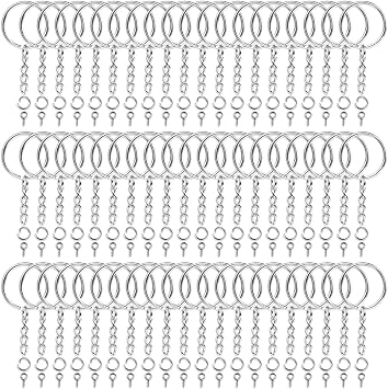 Audab 360Pcs Keychain Bulk, 120Pcs Keychain Rings with Chain and Open Jump Ring with Screw Eye Pins for Crafts and Jewelry Making