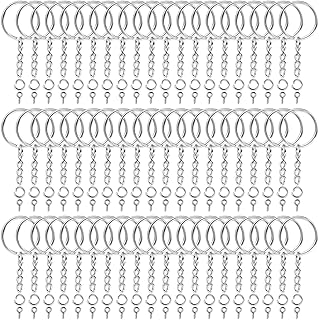 Audab 360Pcs Keychain Bulk, 120Pcs Keychain Rings with Chain and 120Pcs Open Jump Ring with 120Pcs Screw Eye Pins for Crafts and Jewelry Making