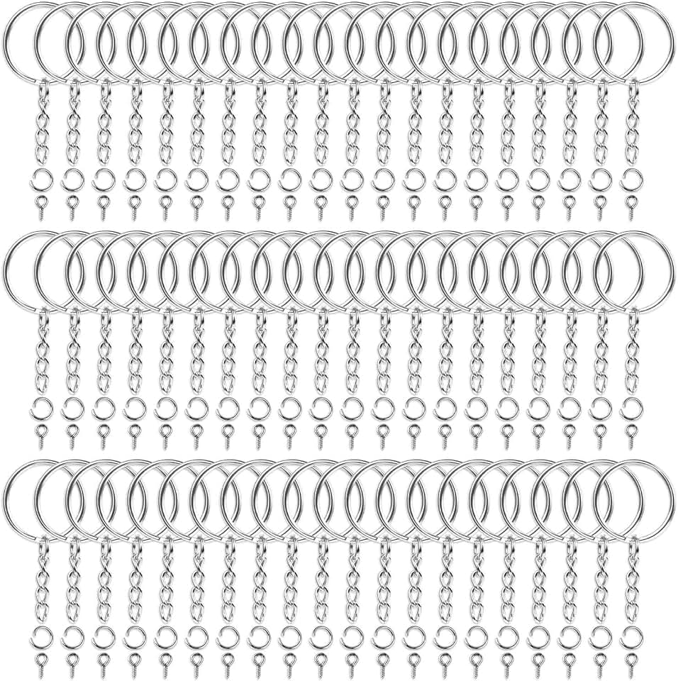 Audab Audab 360Pcs Keychain Bulk, 120Pcs Keychain Rings with Chain and Open Jump Ring with Screw Eye Pins for Crafts and Jewelry Making
