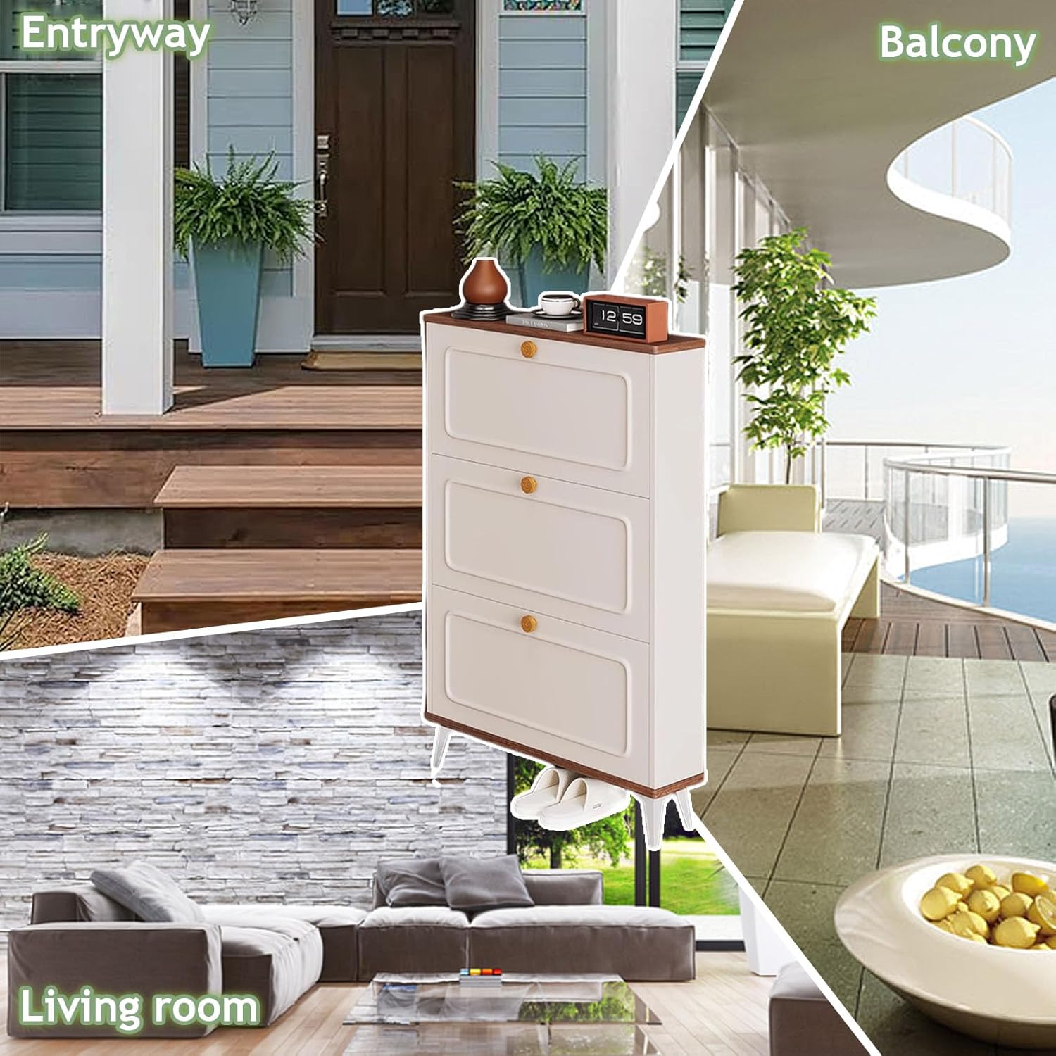 ファームハウス シューズキャビネット フリップキャビネット付き 省