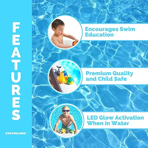 Miniatura 3 de Swimline Paquete de 4 juguetes de buceo originales con luz LED brillante, animales marinos, divertidos amigos atrapan los peces, juego de