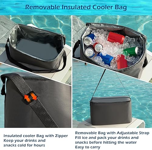 Miniatura 6 de Jasonwell Flotador inflable de tubo de ríopiscina para 2 personas con enfriador extraíble, tubos para lago, balsa flotante flotante con 2 portavasos