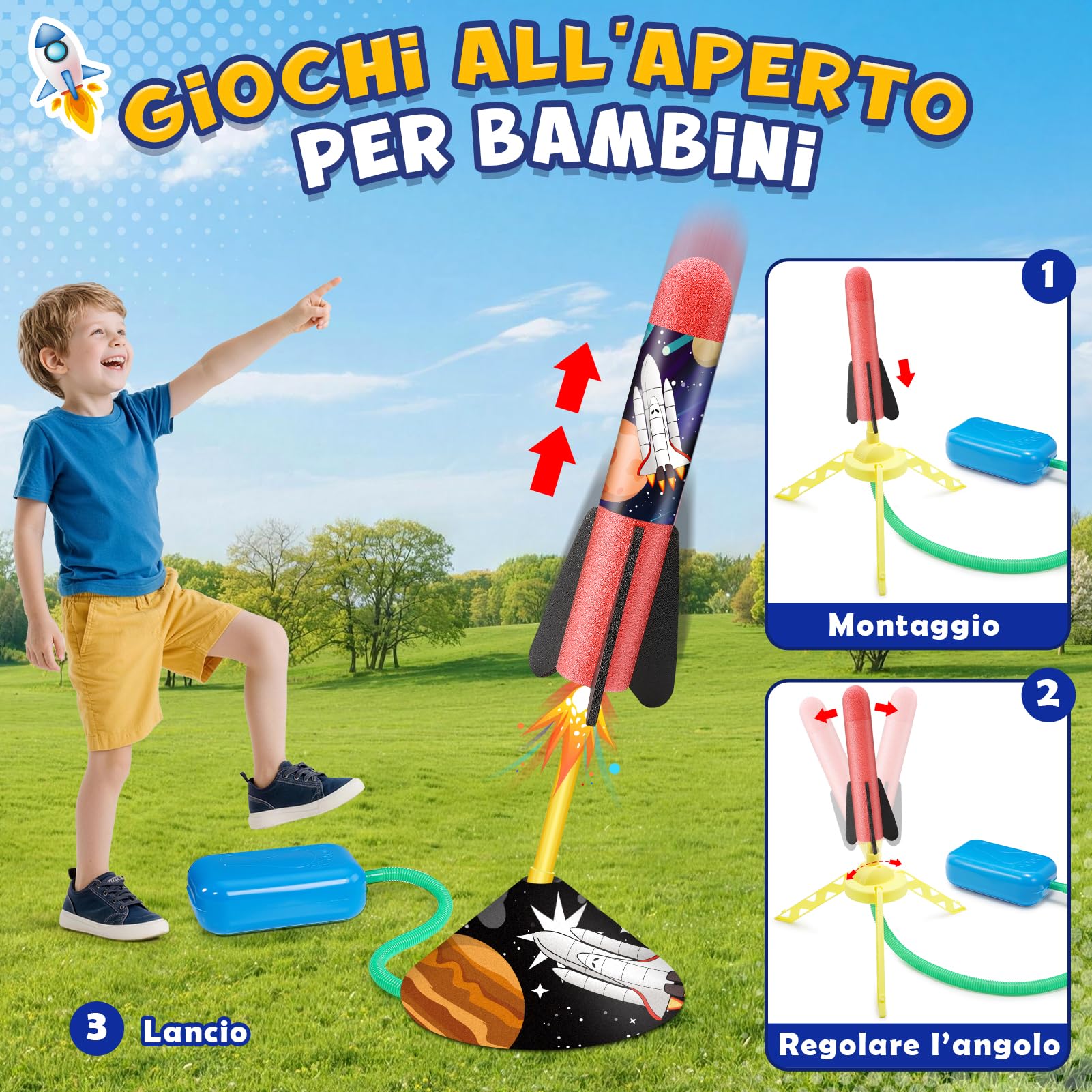 Anginne Giocattoli all'aperto a pressione d'aria a razzo per bambini regali per ragazzi ragazze