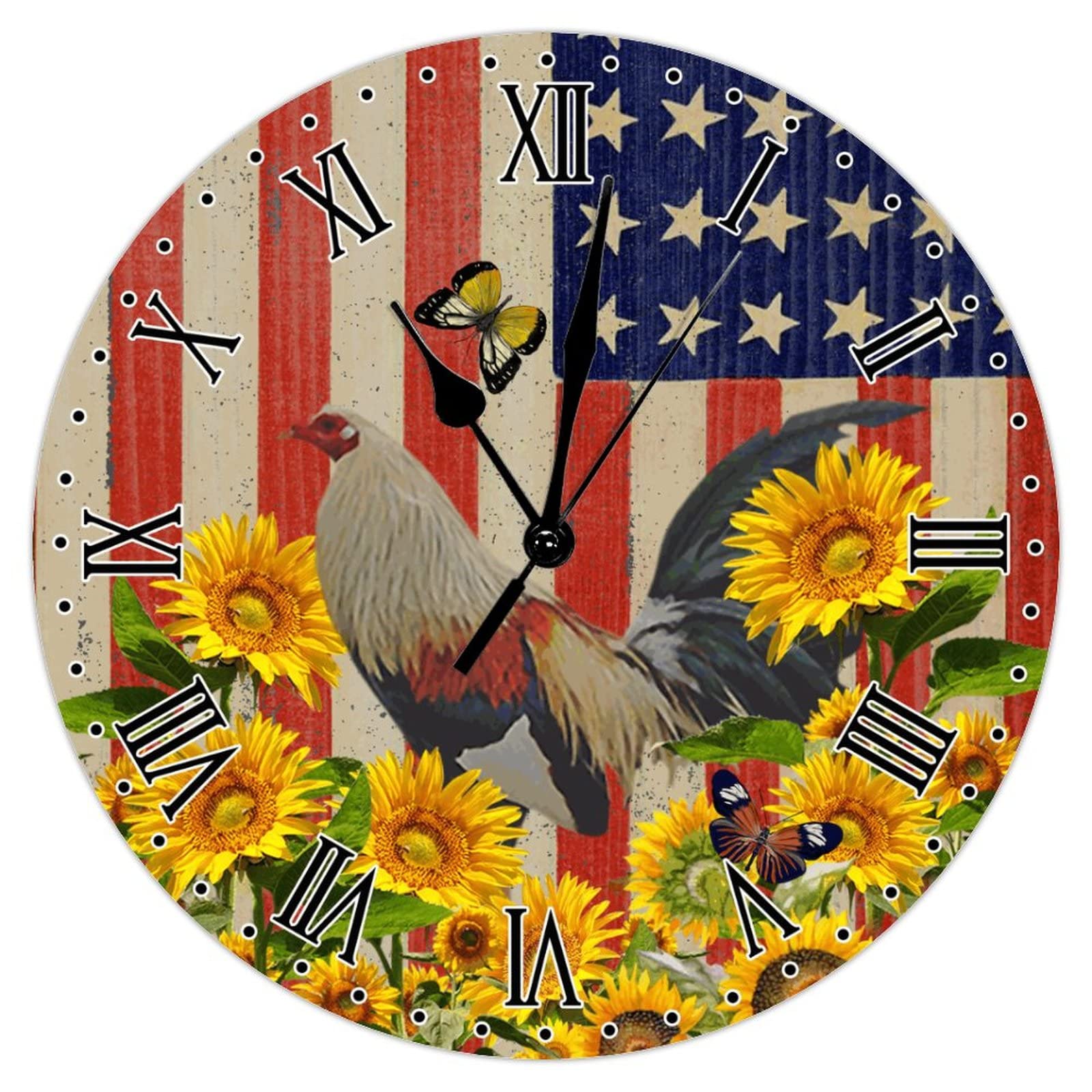 Horloge murale ferme américaine vintage tournesol pour salle à manger