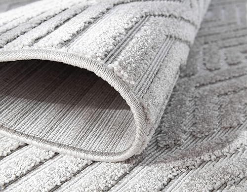 Miniatura 6 de Unique Loom Sabrina Soto Outdoor Collection Alfombra moderna, vibrante y tallada, 8 x 8 pies, gris