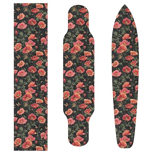 Vista 95 de Abstracto Negro Gris Geométrico Skateboard Grip Tape 33x9inch Papel de lija Longboard Scooter Griptape Diseño antideslizante y anti-desgarro
