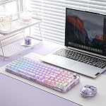 Clavier mécanique de jeu sans fil YUNZII X98 QMK/VIA avec bouton, clavier hot swappable tri-mode BT5.0/USB-C/2.4GHz, interrupteurs pré-lubrifiés, rétroéclairage RGB pour Windows/Mac (Violet, interrupteur cristal)