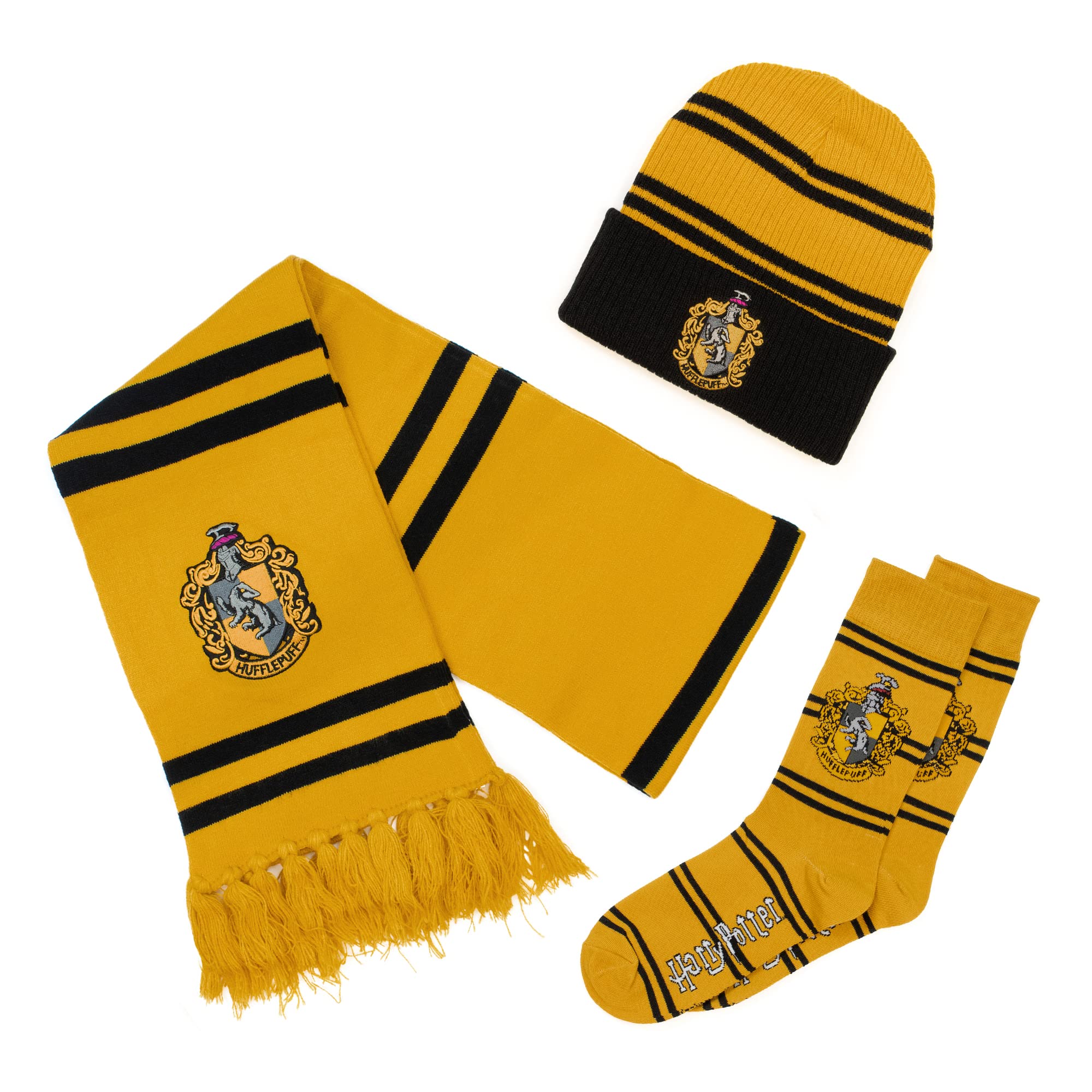 Culture Fly Harry Potter Scarf Beanie Socks Premium Knit 3pc Winter Bundle Gift Set