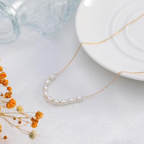 Miniatura 6 de TOBENY Pearl Necklaces for Women 14k Gold Plated Handmade White Faux Pearl Choker Necklace Dainty Freshwater Small Tiny Beaded Pearl Strand Chain