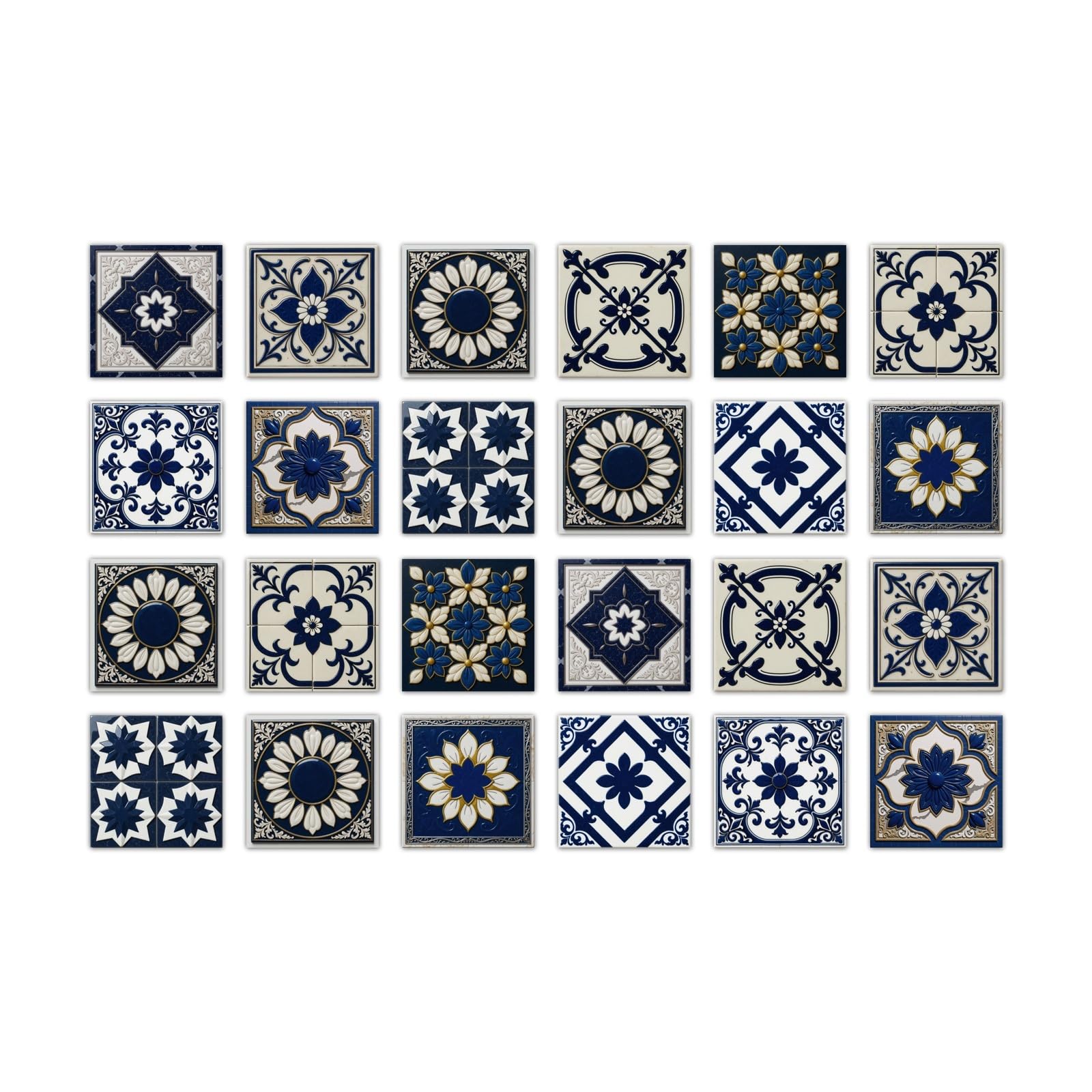 24PCS Tile Stickers, Kitchen Bathroom Wall Decoration