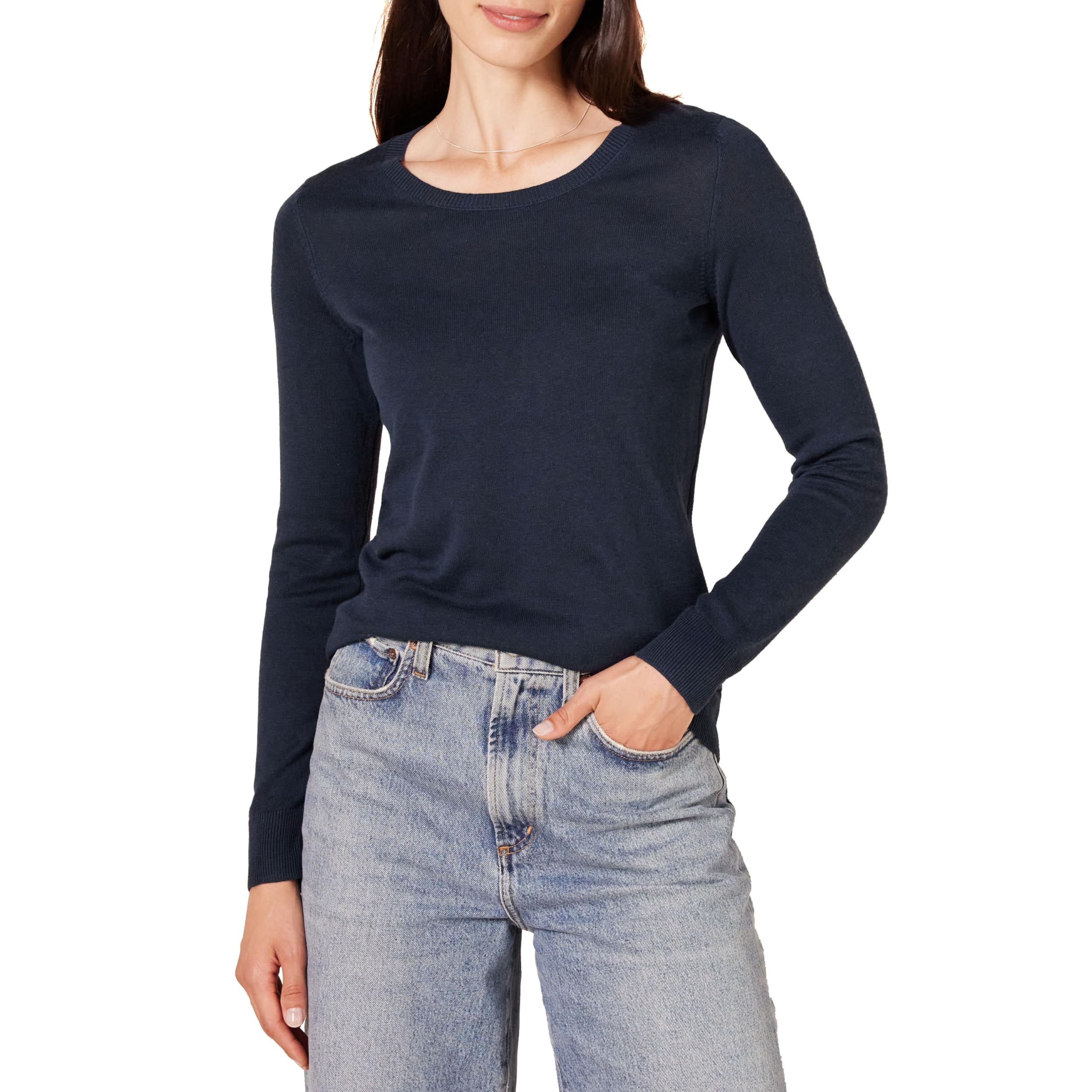 Amazon Essentials Maglione Girocollo Leggero A Maniche Lunghe (Taglie Forti Disponibili) Donna